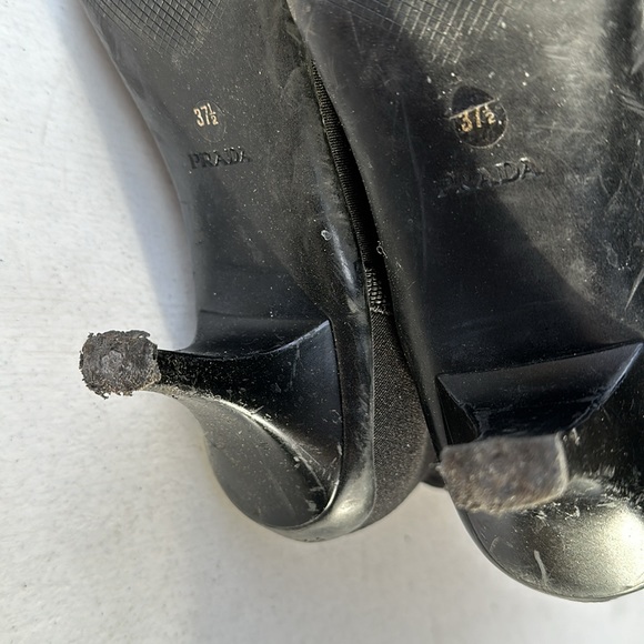 PRADA SPORT | Black Nylon Pointed Toe Kitten Heel Ankle Boots - Picture 11 of 12